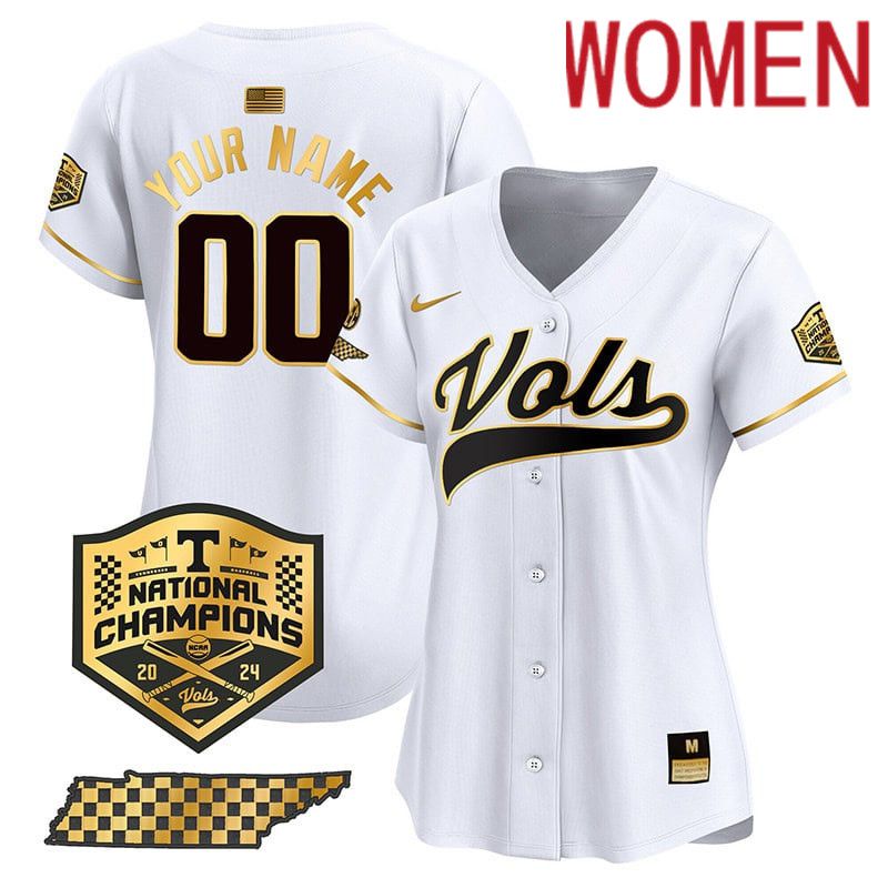 Women Tennessee Volunteers White 2024 Nike Champions Vapor Premier Limited Custom NCAA Jersey style 1